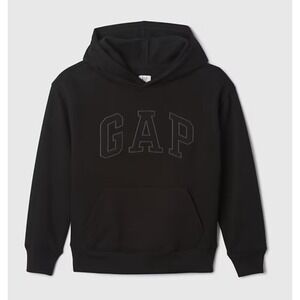 GAP Children Logo Hoodie Pullover Sweatshirt, True Black, Medium